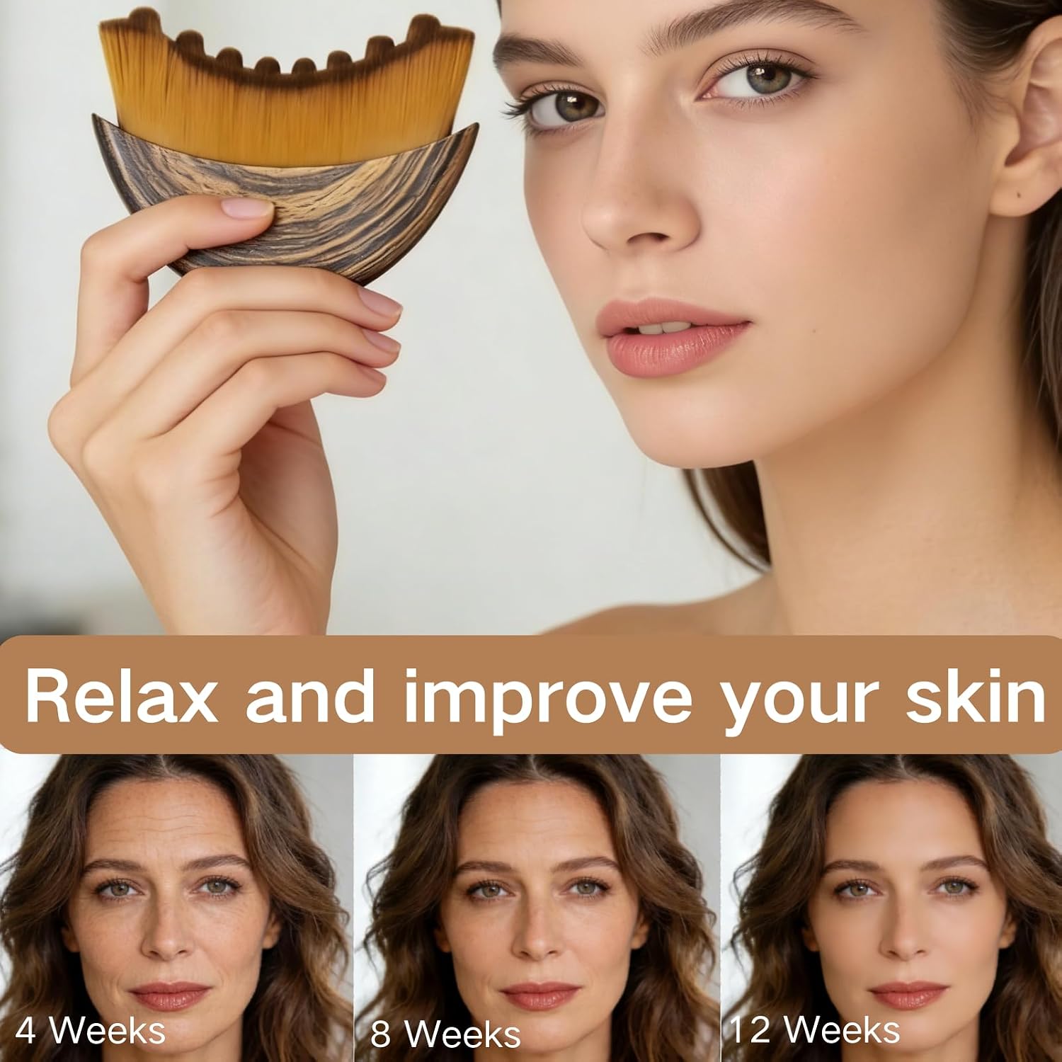 2 Pcs-Lymphatic contour face brush & Dry Brushing Body Brush for Lymphatic Drainage, Soft Bristles for Jawline Sculpting, Natural Boar Bristle for for Cellulite & Exfoliation