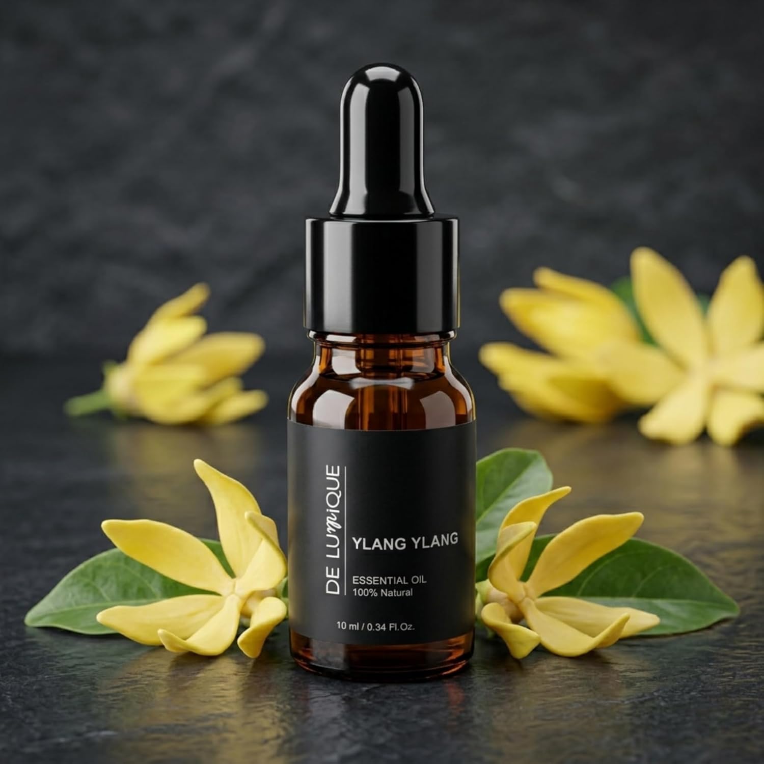 Ylang Ylang Scent De Lumique Pure Essential Oil, 100% Natural Plant Extract, Amber Glass Bottle with Dropper, 10ml/0.34 Fl Oz