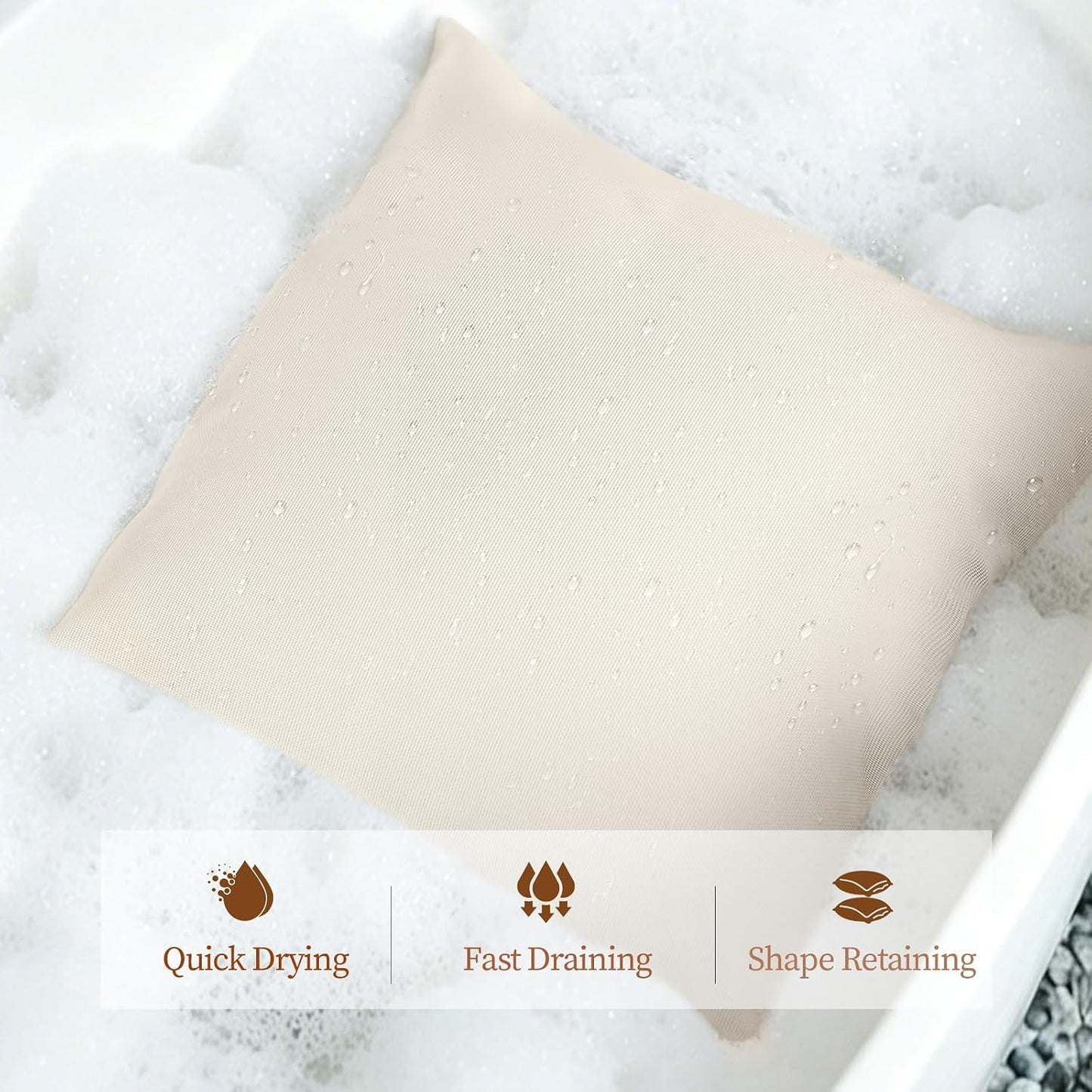 Luxury Bathtub Pillow,Head,Neck & Back Support,Quick-Drying 5D Mesh Core,Gift for Bath Lovers,Adjustable Thickness Fits Any Bathtubs,Easy to Maintain,Beige White