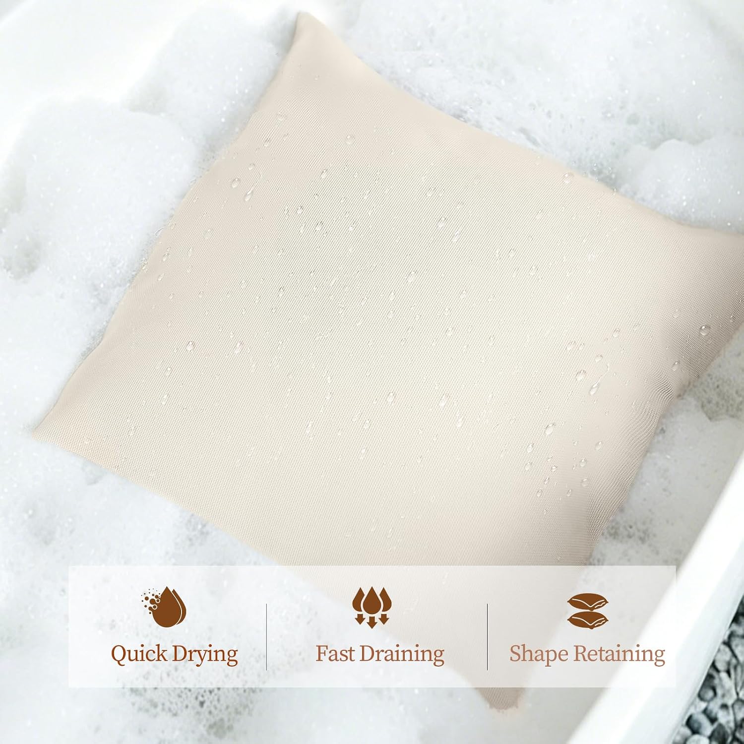 Luxury Bathtub Pillow,Head,Neck & Back Support,Quick-Drying 5D Mesh Core,Gift for Bath Lovers,Adjustable Thickness Fits Any Bathtubs,Easy to Maintain,Beige White