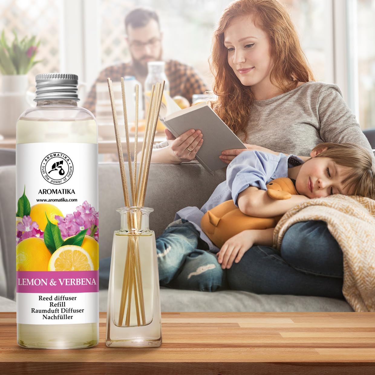 Lemon & Verbena Refill Reed Diffuser 6.8 Fl Oz - Room Diffuser Refill - Home Fragrance - Room Freshener - Fresh and Long Lasting Fragrance