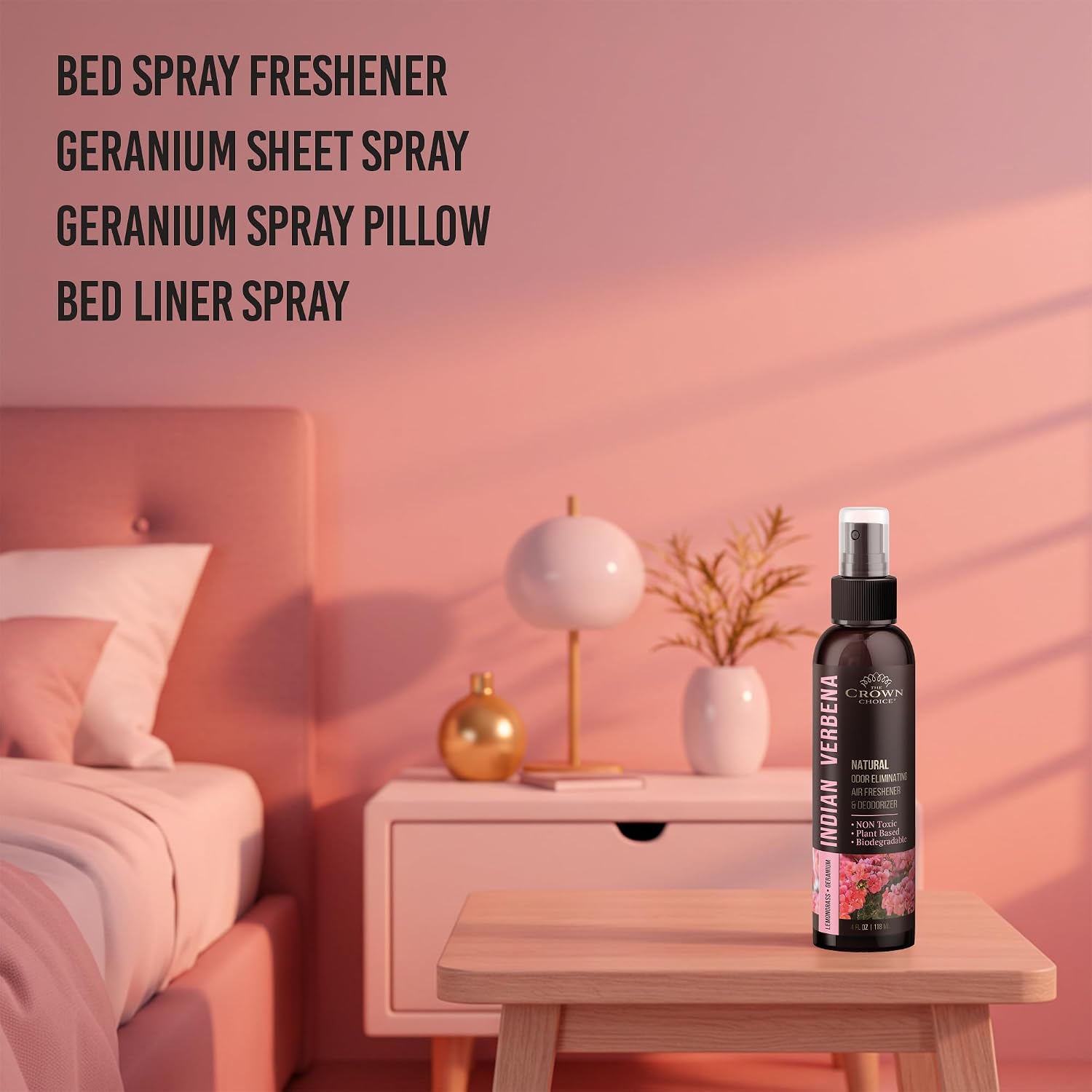 Non-Toxic Odor Eliminator, Natural Geranium & Lemongrass Air Freshener Spray for Home, Room, Closet & Couch Deodorizer, Long Lasting Bathroom & Toilet Freshener, Safe for Kids & Pets - 4 oz Pack of 2