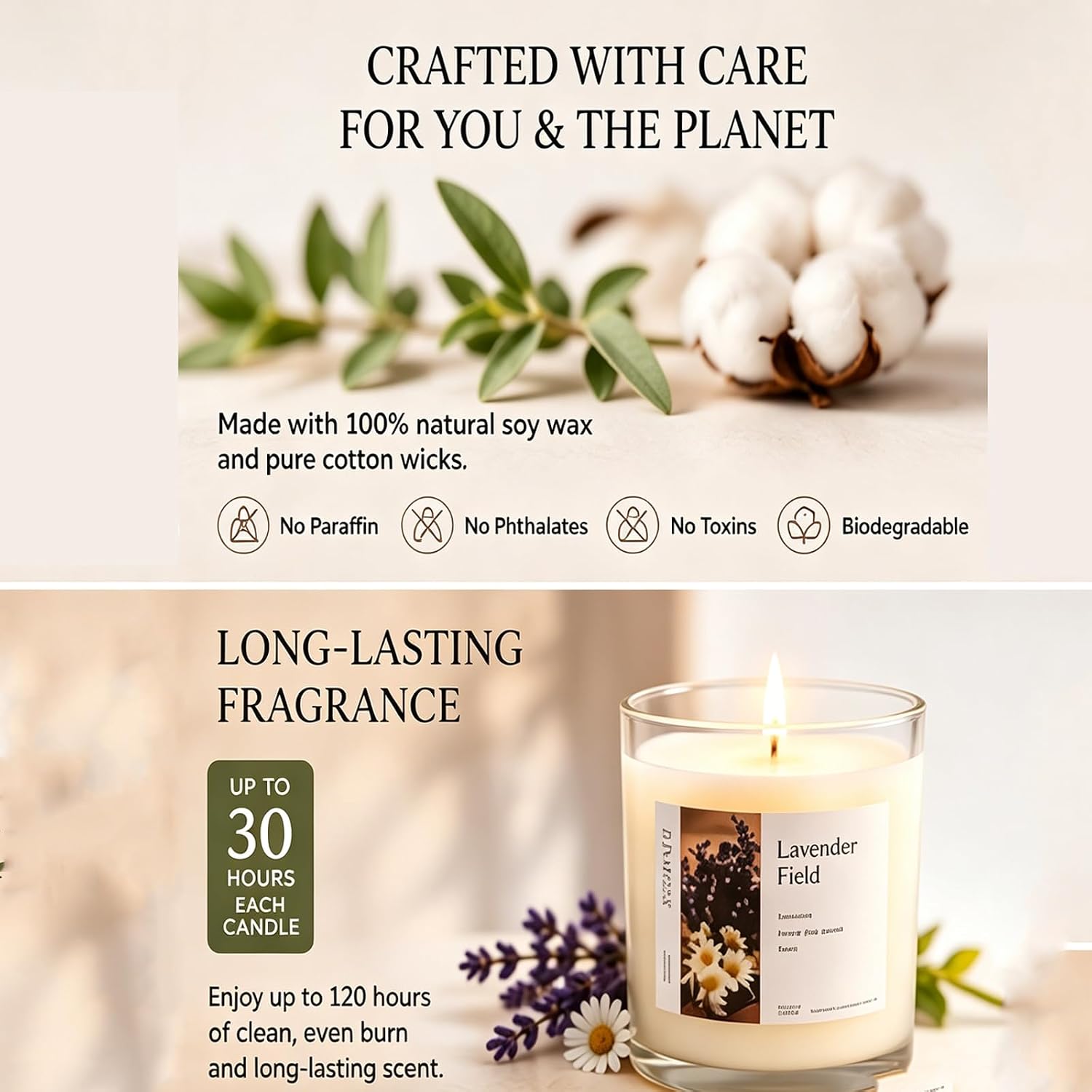 4-Pack Soy Candle Gift Set, Natural Aromatherapy Candles - Sea Salt Sage, Fig Fir, Lavender Eucalyptus, Velvet Rose, 5oz Each 150 Hour, Aromatherapy Candle Gift Set for Home, Relaxation & Spa