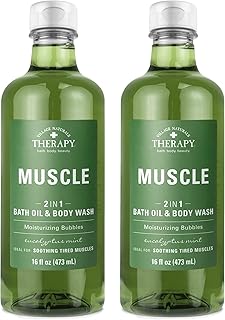 Village Naturals Therapy Muscle Foaming Bath Oil and Body Wash 16 oz. 2 pack, Green, 16 oz