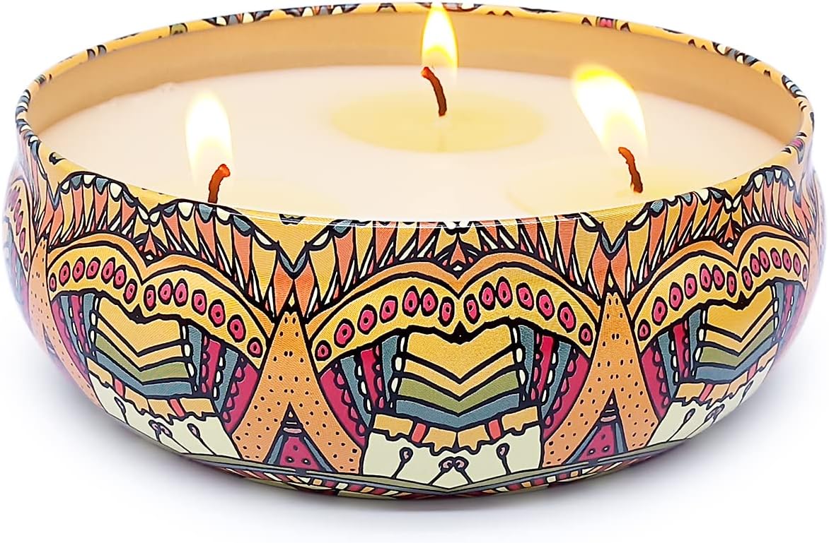 Citronella Candle Outdoor, Large 3 Wicks 13.5oz Natural Soy Wax Summer Camping Candle for Outside Patio Porch, 75 Hours Burning