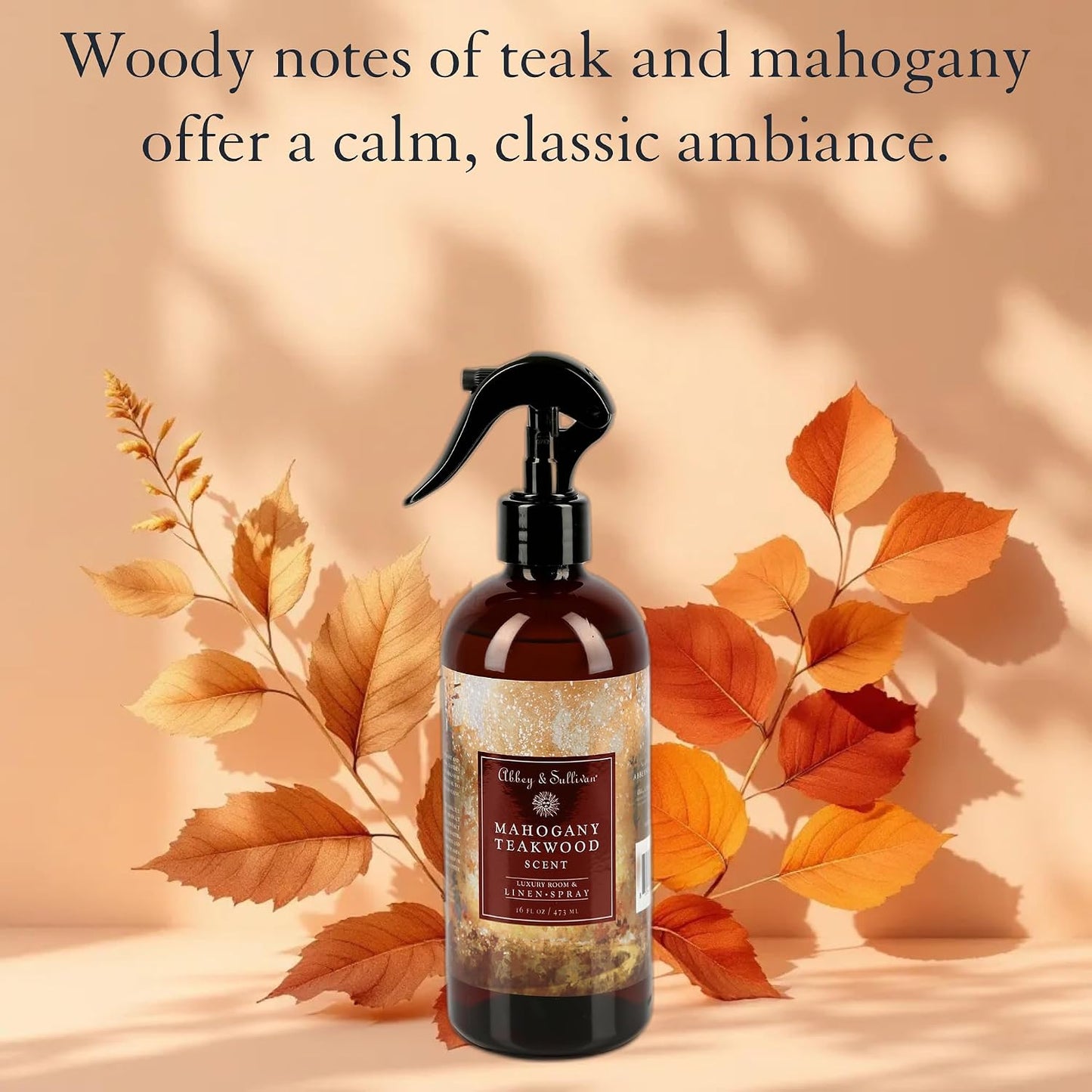 Abbey & Sullivan Odor Eliminating and Refreshing Linen and Room Spray, Mahogany Teakwood Type, 16 oz