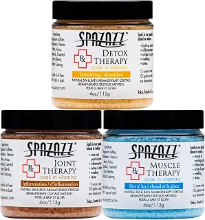 Spa & Hot Tub RX Therapy Muscle Detox Joint Bundle 3 Pack Gift Set - Spazazz Therapeutic Mineral Dead Sea Bath Salt Crystals Collection