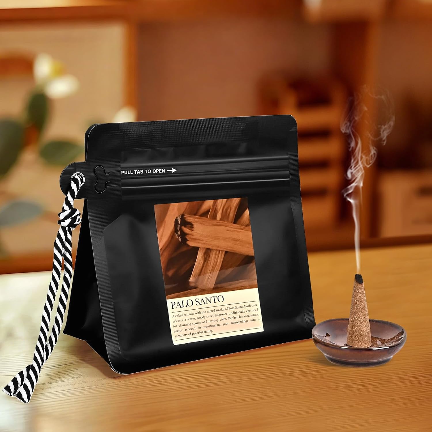 Palo Santo Incense Cones 30 Pcs with Holder - Natural Scent for Meditation & Space Cleansing