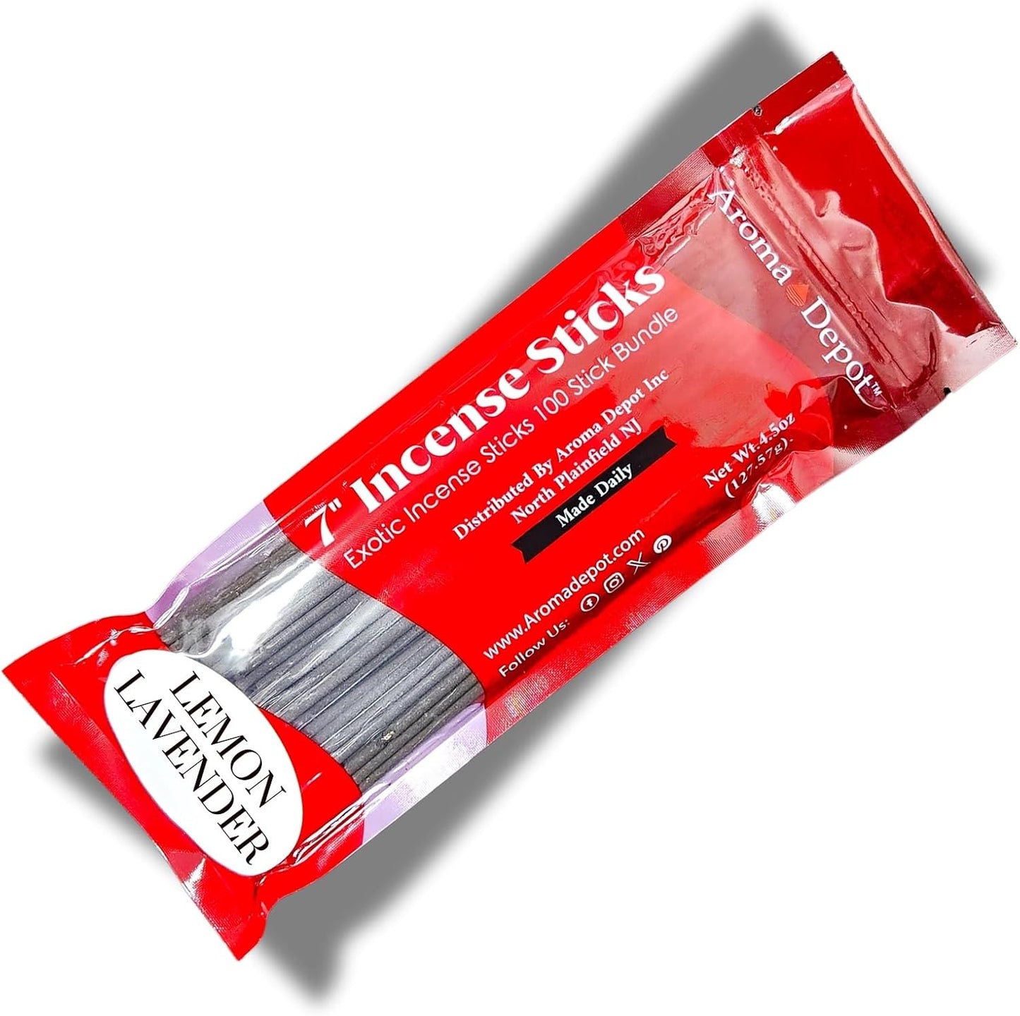 Aroma Depot Lemon Lavender 7" Incense Sticks. Approx. 85 to 100 Sticks Per Bundle, Length - 7 Inch, Each Natural Stick Burns for 35 to 45 mins. Exotic Long-Lasting Fragrance.