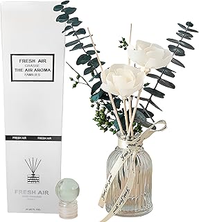 Dried Flowers Reed Diffuser of Home,Bathroom Diffuser with Sticks, 3.38OZ Essential Oil Jasmine Scented,for Home, Office Aroma