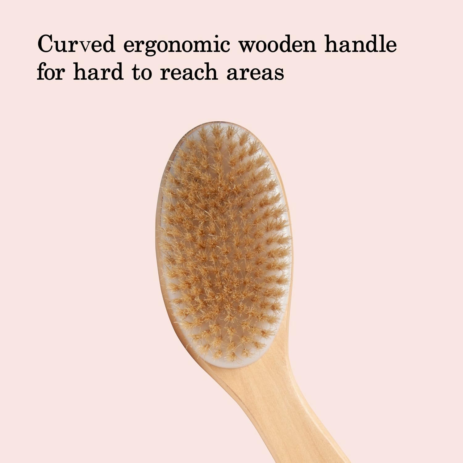 Diane Curved Handle Exfoliate & Glow Dry Skin Brush, 100% Boar Bristle Brush for Body Scrubbing, Lymphatic Massage, Drainage, and Gentle Exfoliation for Radiant Skin, Dry Body Brush for Cellulite