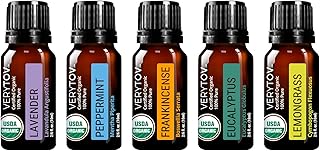 Premium USDA Organic Essential Oils Set4-100% Pure Natural Undiluted, for Aromatherapy Diffuser, 5x10ml