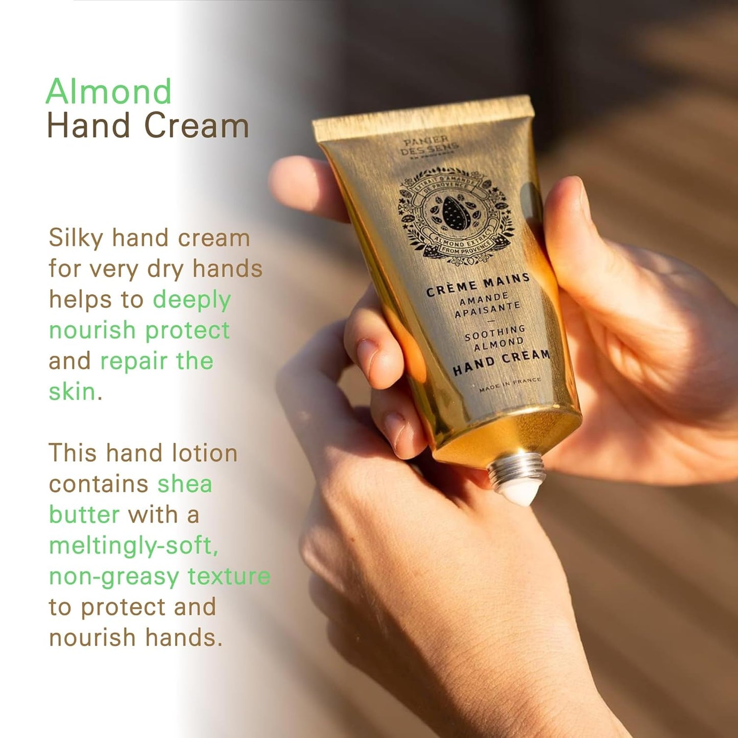 Panier des Sens – Sweet Almond Hand Cream – Moisturizing Hand Lotion for Dry Skin – Premium French Hand Cream, Softening Care for Women, 97% Natural Ingredients, 2.5 Fl Oz