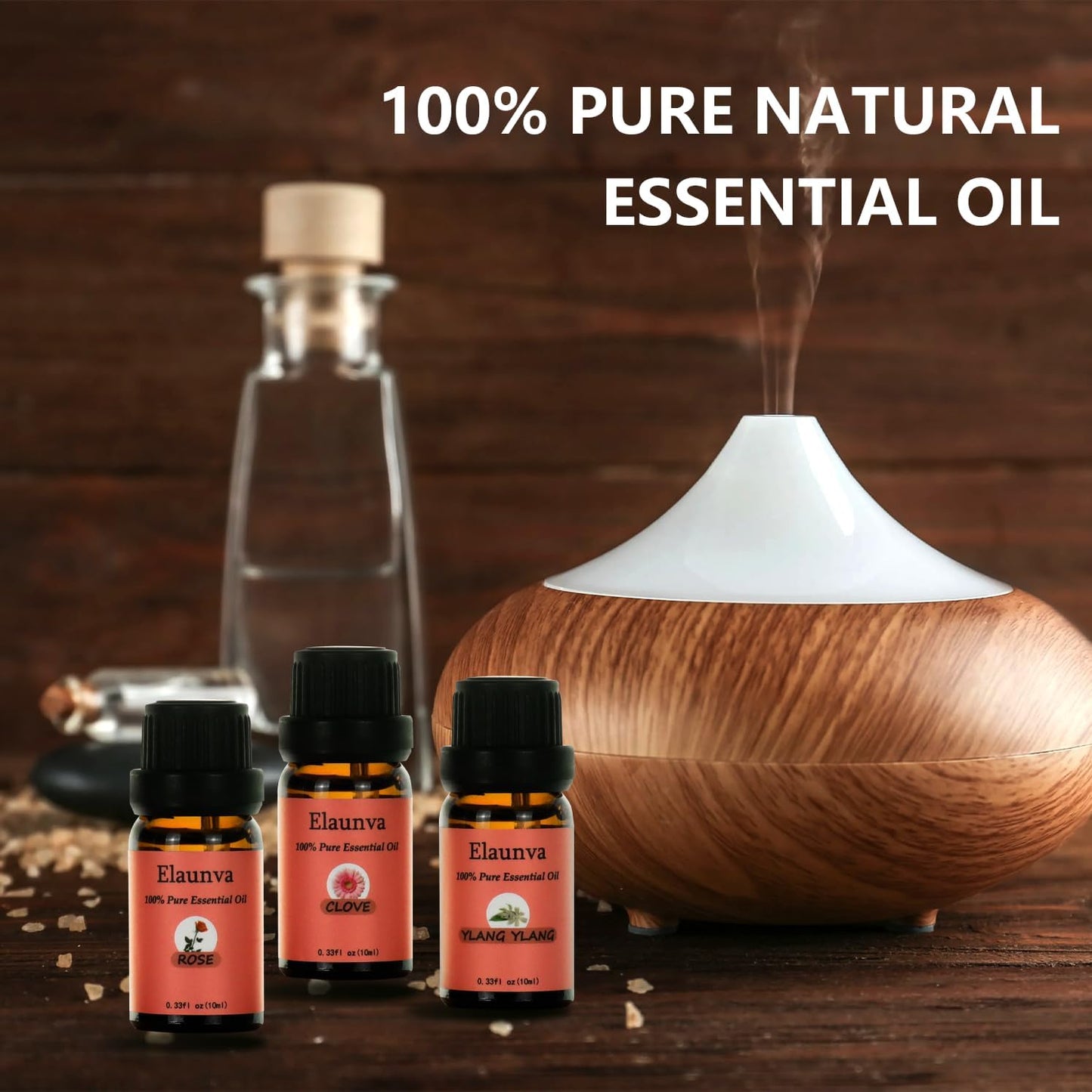 Essential Oils Set,100% Pure Natural,4 Scents(Clove/Chamomile/Rose/Ylang),for Valentine's Day GIF and Home Fragrance,Aroma Therapy Oil,Gift for Friends/Family (0.33Fl Oz*4, Flower Set)