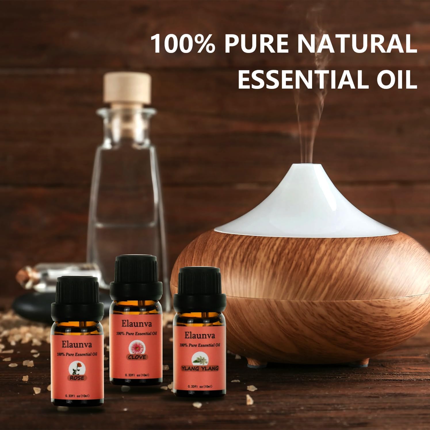 Essential Oils Set,100% Pure Natural,4 Scents(Clove/Chamomile/Rose/Ylang),for Valentine's Day GIF and Home Fragrance,Aroma Therapy Oil,Gift for Friends/Family (0.33Fl Oz*4, Flower Set)