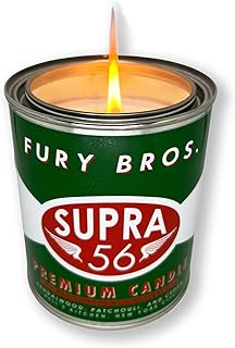 Fury Bros. Scented Candles for Men | Supra 56 | Sandalwood Patchouli Cedar | Natural Soy Wax | Hand-Poured in the USA | Long 70-80 Hour Burn (12.5 oz) | Vintage-Inspired Tin Design | Dad Home Gift