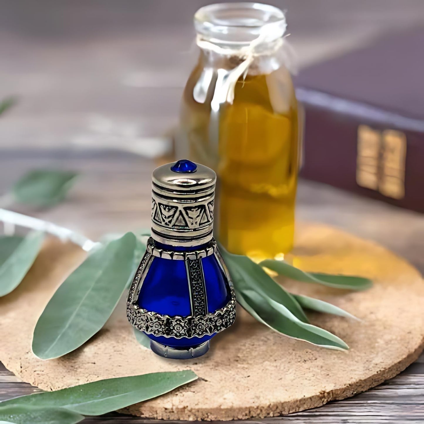 Spikenard Anointing Prayer Oil in Reusable Blue Cobalt Glass Vial 0.24fl.oz/7ml