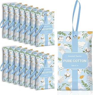 SCENTORINI Scented Sachets for Drawers and Closets, Pure Cotton Scent 14 Pack, Home Fragrance Sachets Bags Wardrobe Freshener for Dresser, Closets, Clothes Storage, Small Space, Suitcases