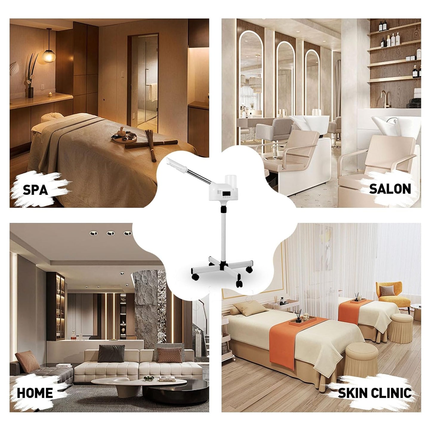 Facial Steamer, Hot Mist Spray, Face Steamer on Wheels, SPA Ozone Steamer Standing Face Steamer for Spa, Salon and at Home Use