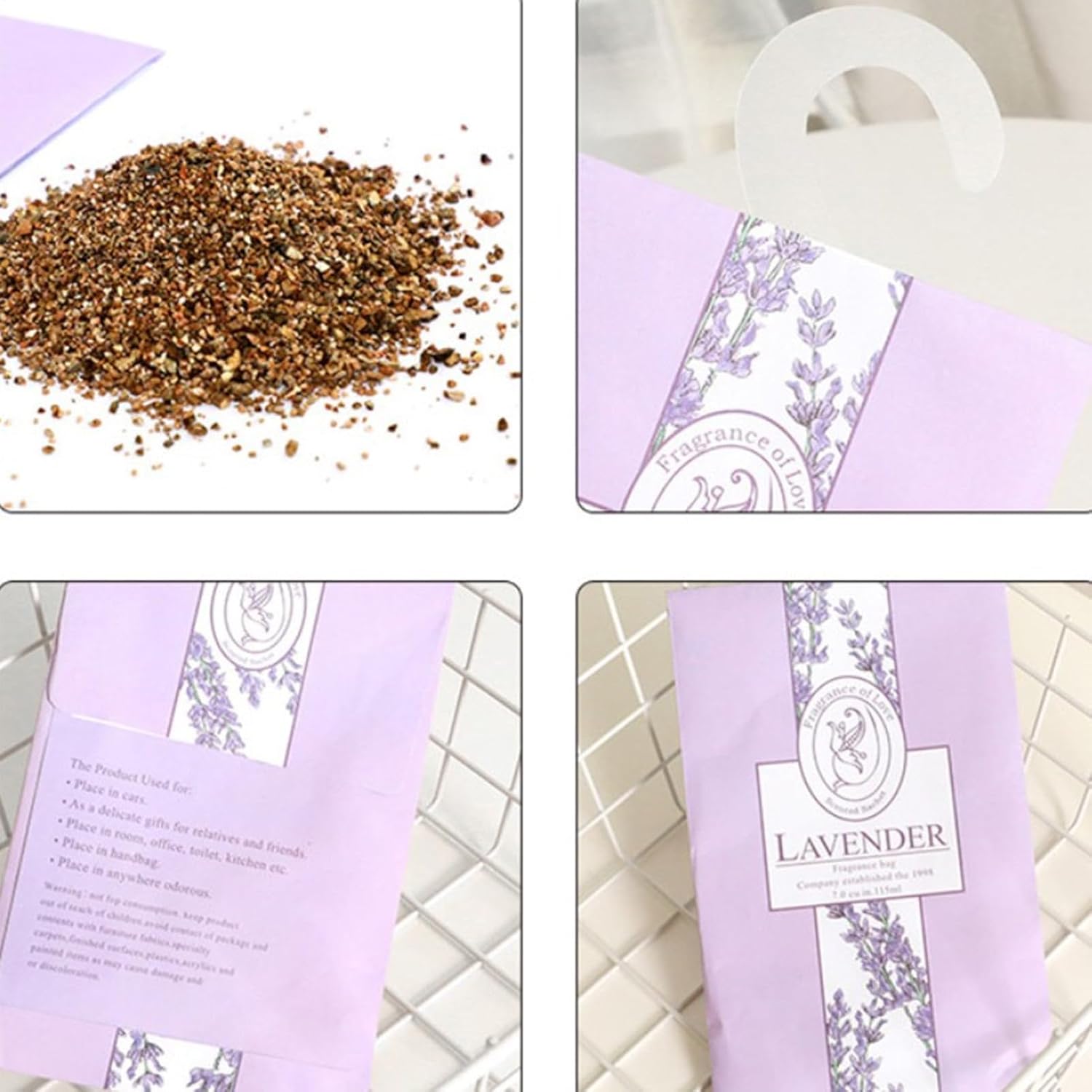 2026 NEW 4 Packs Scented Sachets Bags with Hanging Aromatherapy Fragrance Sachet Bags for Drawer and Closet Drawer Wardrobe Room
