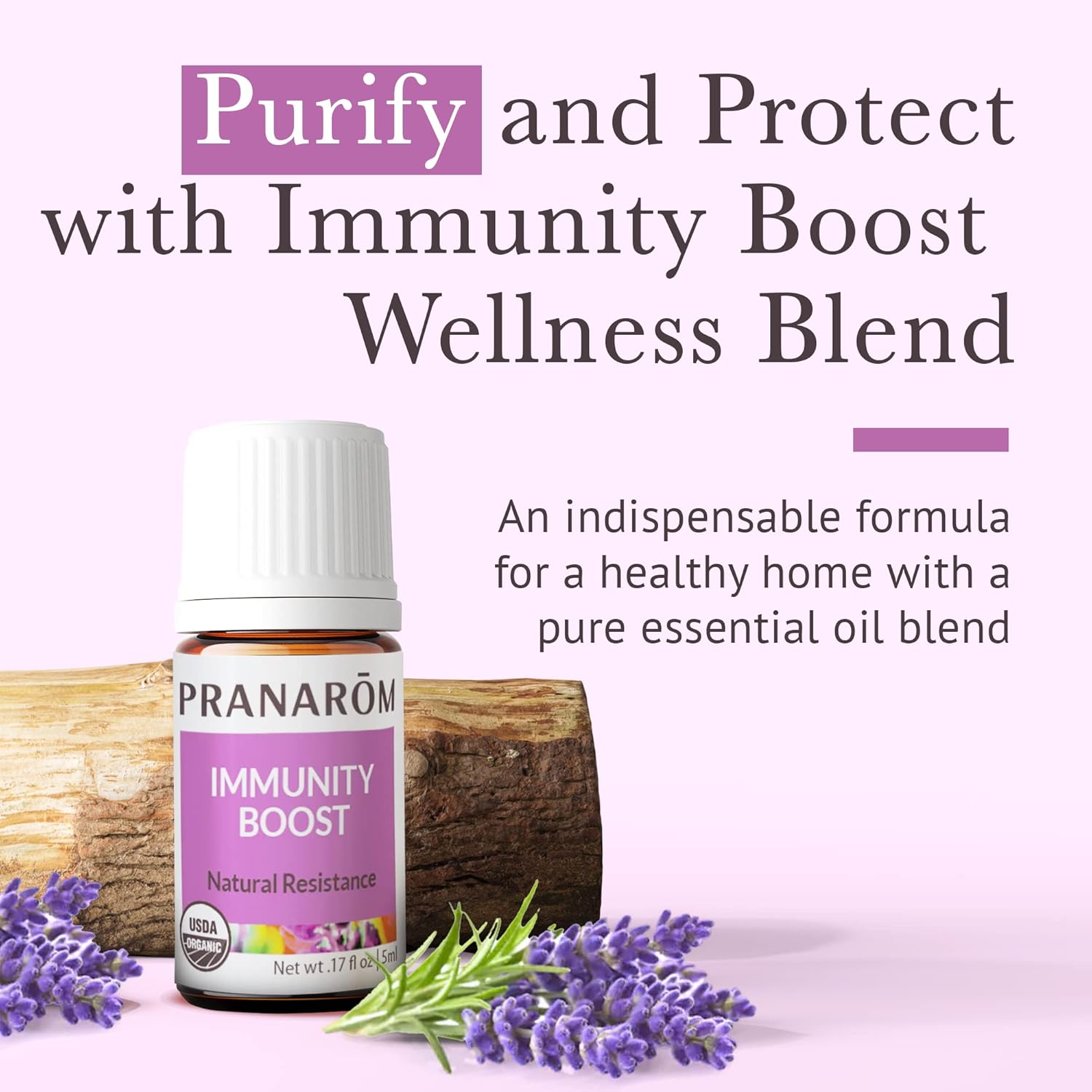 Pranarom - Immunity Boost Essential Oil Blend (5ml) - Lavender, Eucalyptus, and Tea Tree - 100% Pure Essential Oil for Diffusing and Wellness | USDA and ECOCERT Certified Organic