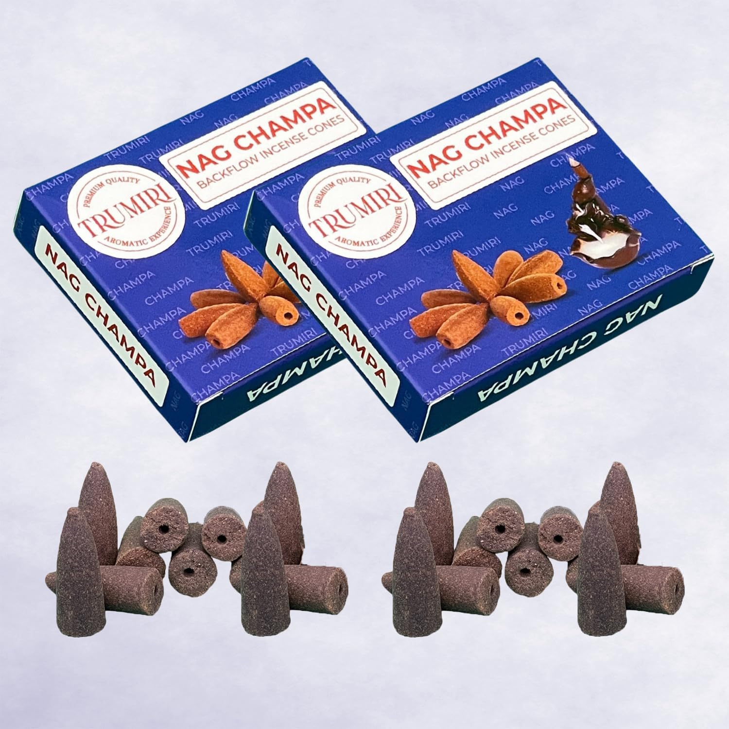 TRUMIRI Nag Champa Backflow Incense Cones - 20 Count (Pack of 2)