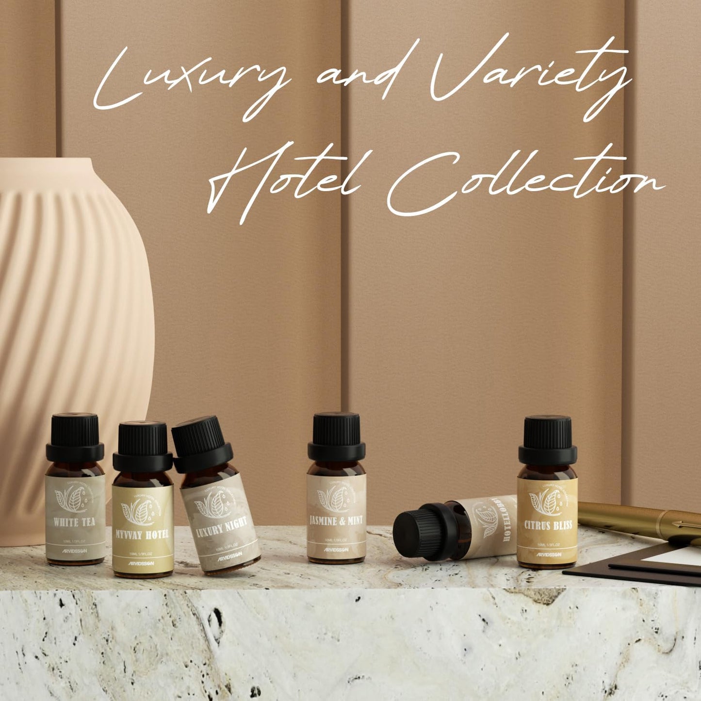 ARVIDSSON Hotel Diffuser Oils Gift Set - Hotel Essential Oils for Diffusers and Crafting - Inspired by the 5 Star Hotels Scent, Premium Fragrance Oil Blend Set, 6 x 10 mL, 0.34 fl oz