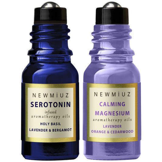 Destress Holy Basil Lavender and Bergamot & Calming Magnesium Lavender Orange Cedarwood Pack of 2