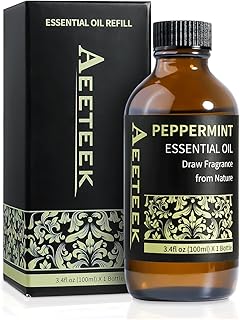 100ml Peppermint Essential Oil Refill for Waterless Diffuser, 3.4Fl Oz Aroma Oils for Air Spray, Long-Lasting Mint Home Fragrance, Bathroom Air Freshener