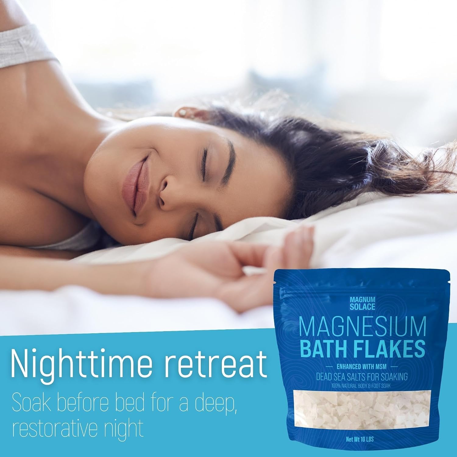 Magnesium Flakes with MSM - Magnesium Chloride Flakes - Dead Sea Salts for Soaking, 10 LBS