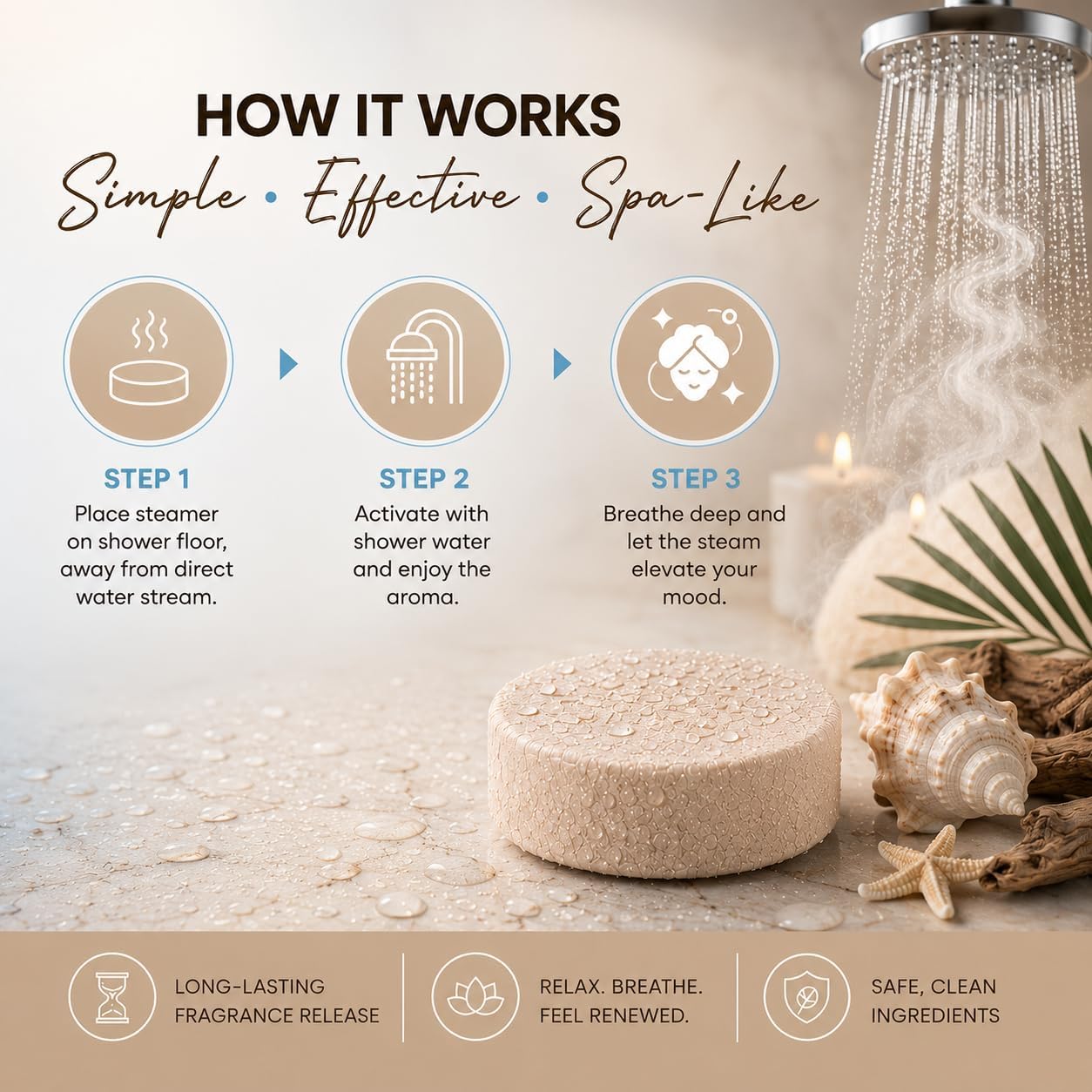Shower Steamers Aromatherapy, Essential Oil Pods Infused for Relaxation, Shower Pods Aromatherapy - Calming, Stress Relief & Self Care Gifts for Women - Coconut Sandalwood
