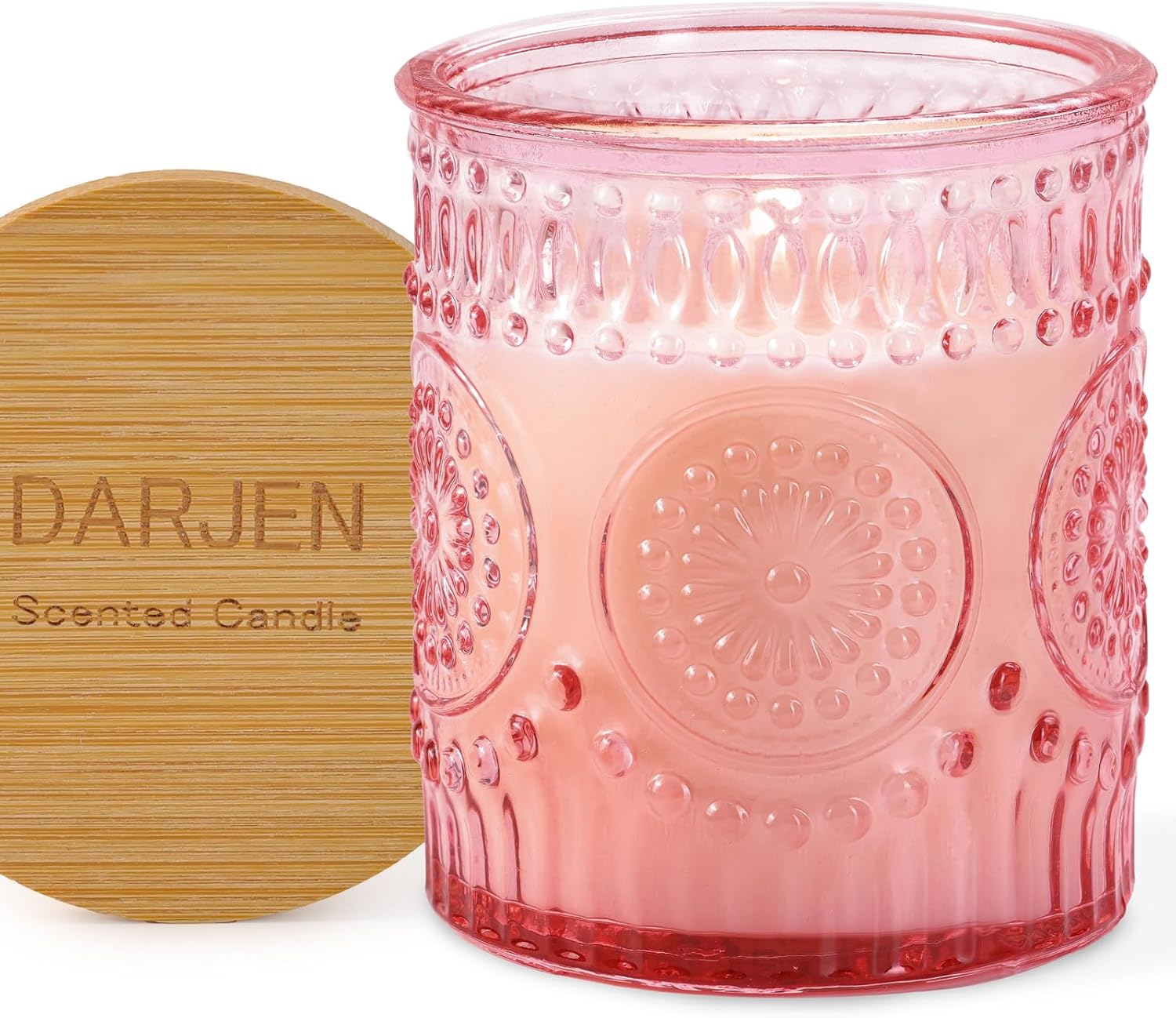 DARJEN Rose Scented Candles for Home- 5.3oz 35H Natural Soy Wax Aromatherapy Jar Candlet, Decorative Aesthetic Candles for Master Bedroom, Date Nights, Self-Care Sunday, Luxury Gift for Women