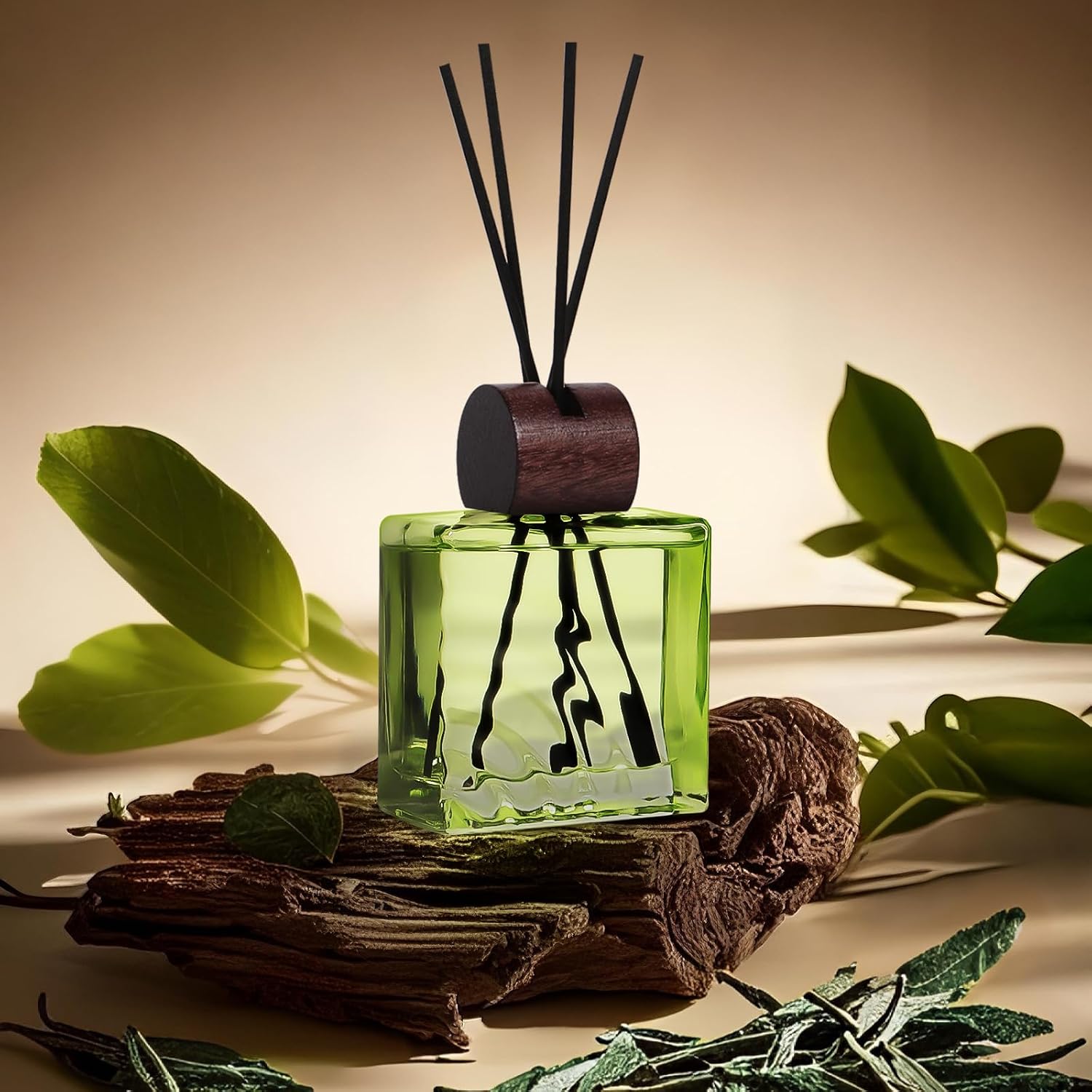 6.76 oz Black Tea Scent Diffusers with 8 Fiber Sticks,200ml Reed Diffuser for Bathroom Room Air Freshener, Last up for 40 Days