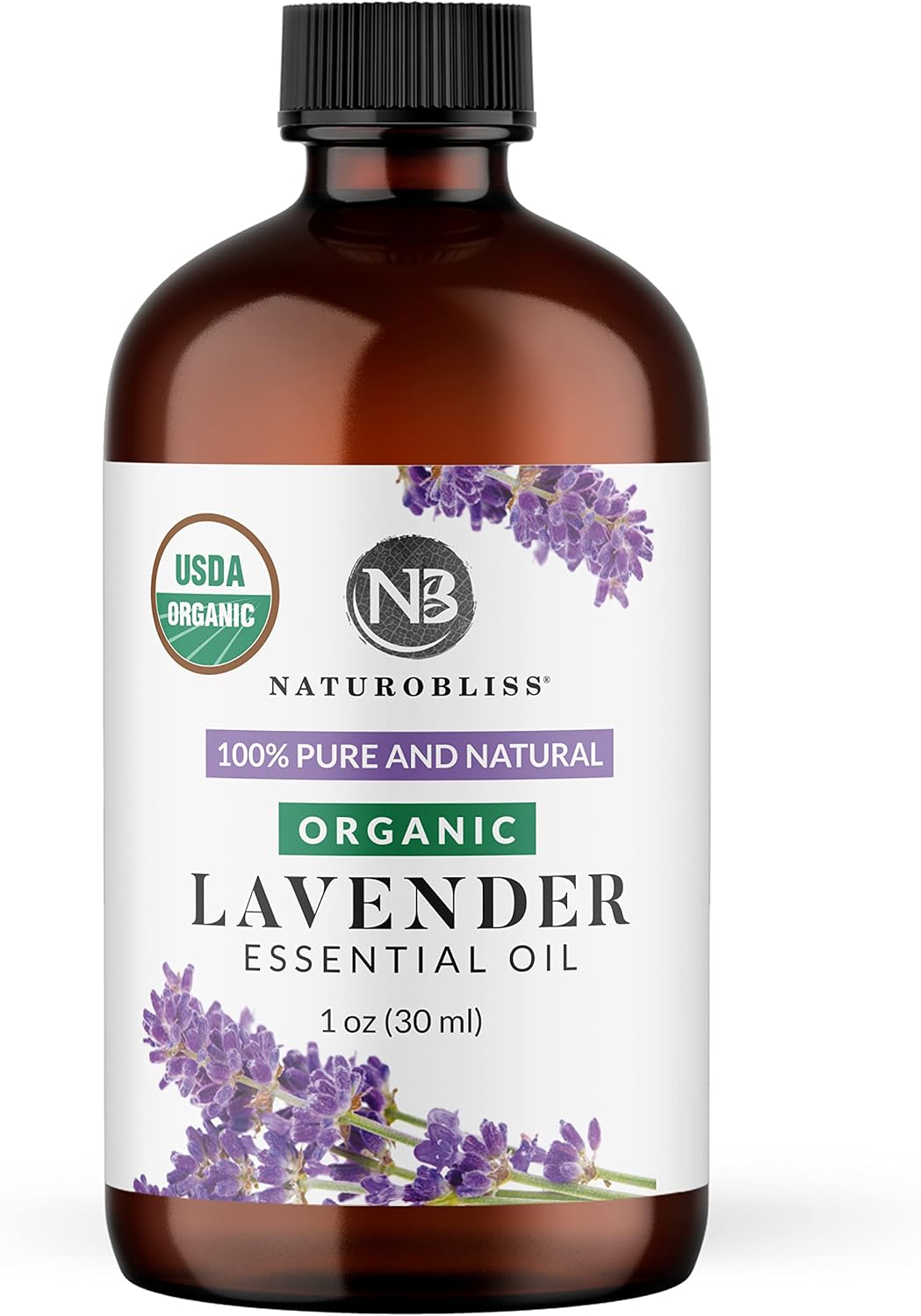 NaturoBliss Organic Lavender Essential Oil, 100% Pure Therapeutic Grade, Premium Quality, 1 fl. Oz / 30 ml - Perfect for Aromatherapy and Relaxation (30ml)