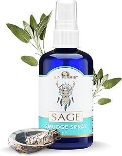 White Sage Smudge Spray (114ml) Sage Spray for Cleansing Negative Energy, Smokeless Smudge Spray, Spiritual Room Spray, White Sage Essential Oil Mist, Aura Cleansing & Protection Spray