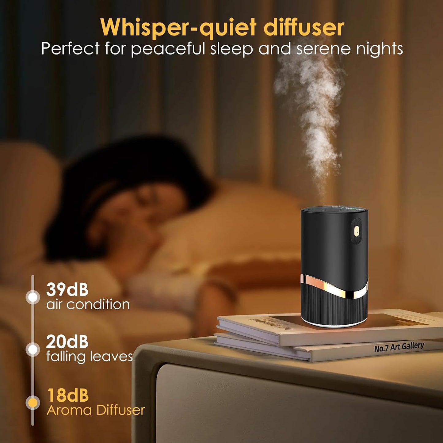 Waterless Essential Oil Diffuser Rechargable: Portable Aromatherapy Diffuser for Car and Home - 1/2/4/6H/Time Off 4 Mist Level for Room Office Bedroom (Black)
