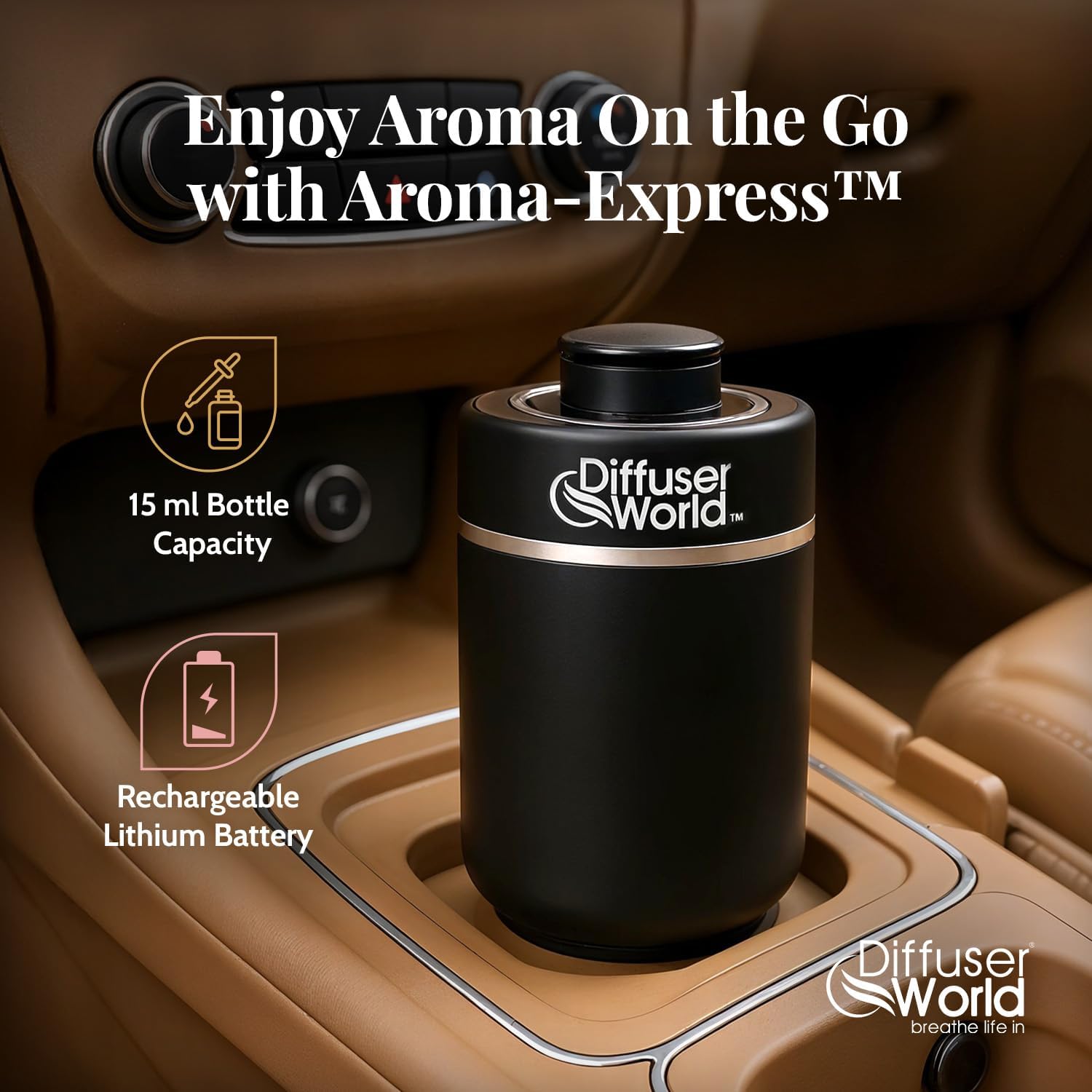 600 Sq Ft Waterless Diffuser for Essential Oils, Aroma Express Black Portable Aroma Atomizer for Room Fragrance, Home Scent Machine, Air Aromatherapy Oil Diffusers with Timer