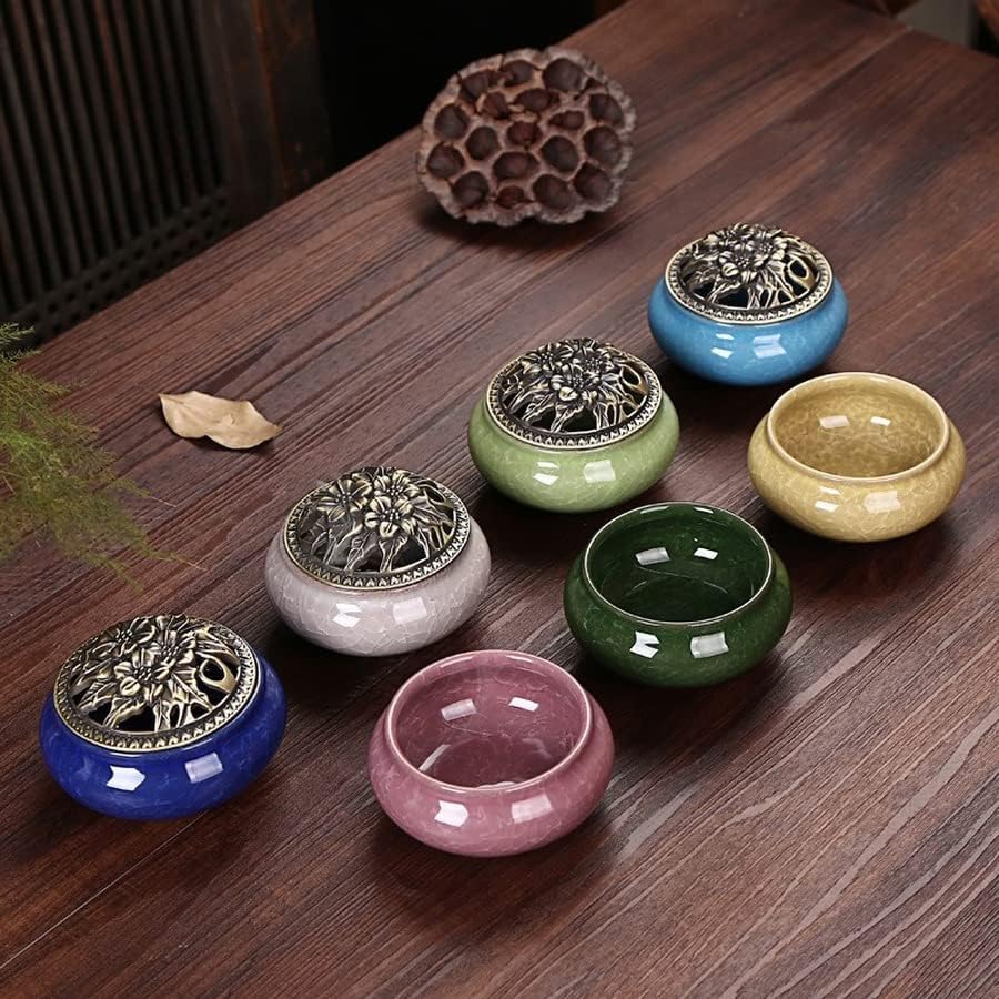 Ceramic Incense Burner, Coil Cone Stick Incense Burner Holder, Home Ornaments Incense Seat, Disc Censer Zen Decor (Fambe Red)