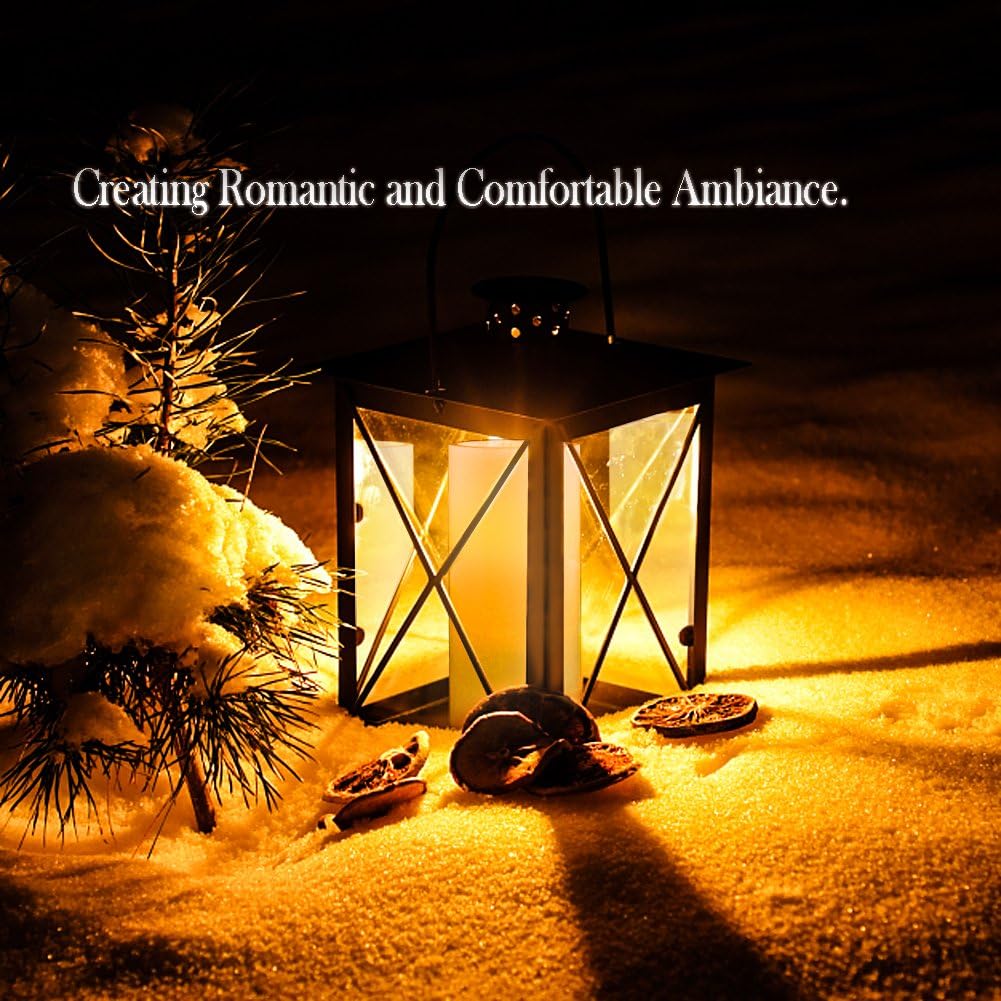 Homemory 7"x3" Flameless Candles Battery Operated, Amber Yellow Light，Realistic Wax LED Pillar Candles with 2 Remote Controls & Cycling 24-Hour Timer, Long Battery Life, Set of 2, Ivory, Indoor Only