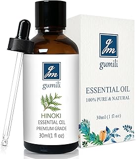 GM Gumili Hinoki Essential Oil 1 Oz – 100% Pure Natural Hinoki Oil for Diffuser, Skin, Hair, Massage & DIY, Refreshing Woodsy Aroma