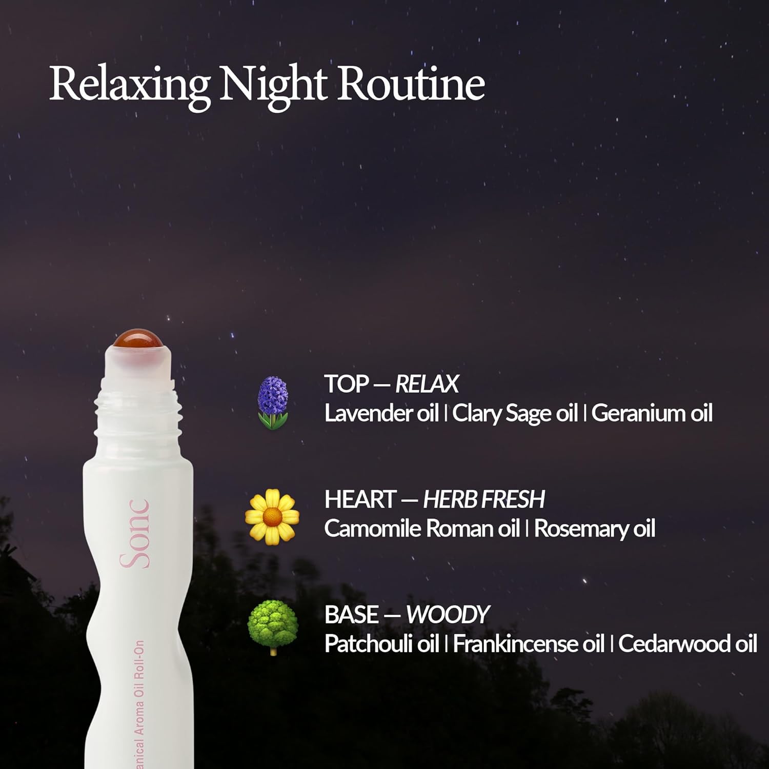 Sonc Botanical Aroma Oil Roll‑On 003 Dream Dive | Nighttime Aromatherapy + Wellness Ritual | Calming Roll On for Sleep, Relaxation & Self‑Care