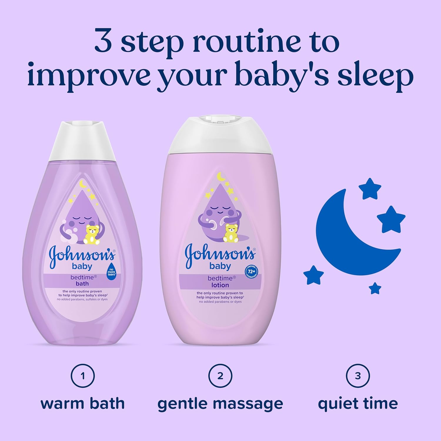 Johnson's Baby Sleepy Time Gift Set with Calming Bedtime Bath, Bedtime Lotion & Calming Shampoo, Baby Bedtime Essentials with Relaxing NaturalCalm Aromas, Hypoallergenic, 3 Items