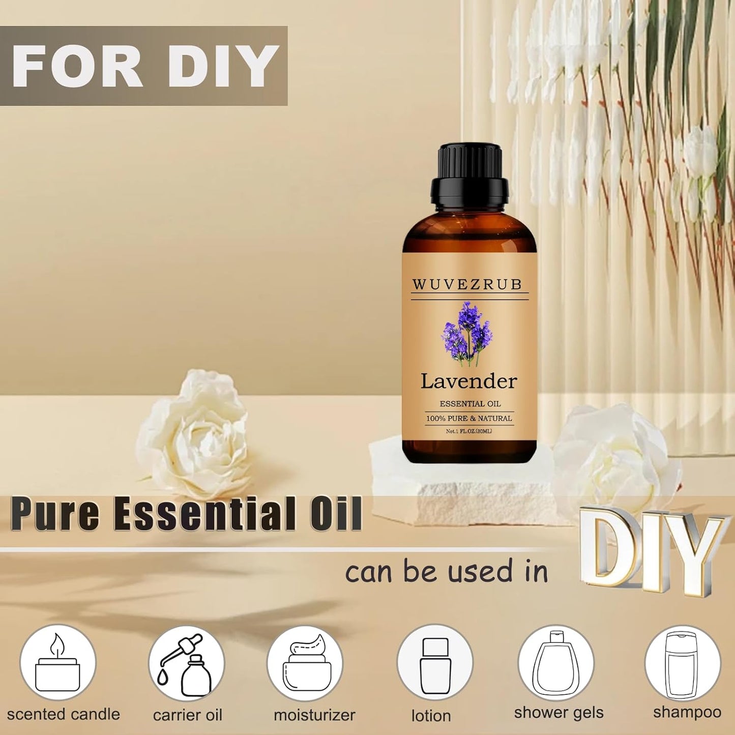 Lavender Essential Oils, 30ML Pure Essential Oil for Aromatherapy Diffuser - Lavender /1 Fl Oz