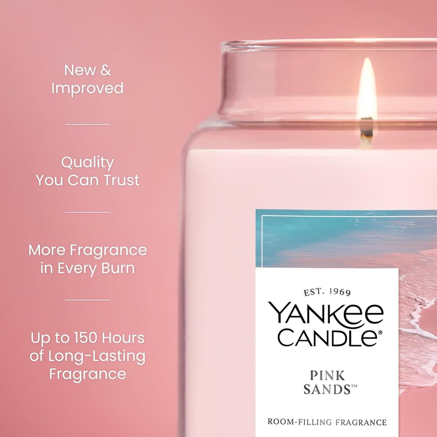 Yankee Candle Pink Sands Scented Candle, 22oz Large Jar with up to 150 Hour Burn Time, Giftable, Birthdays