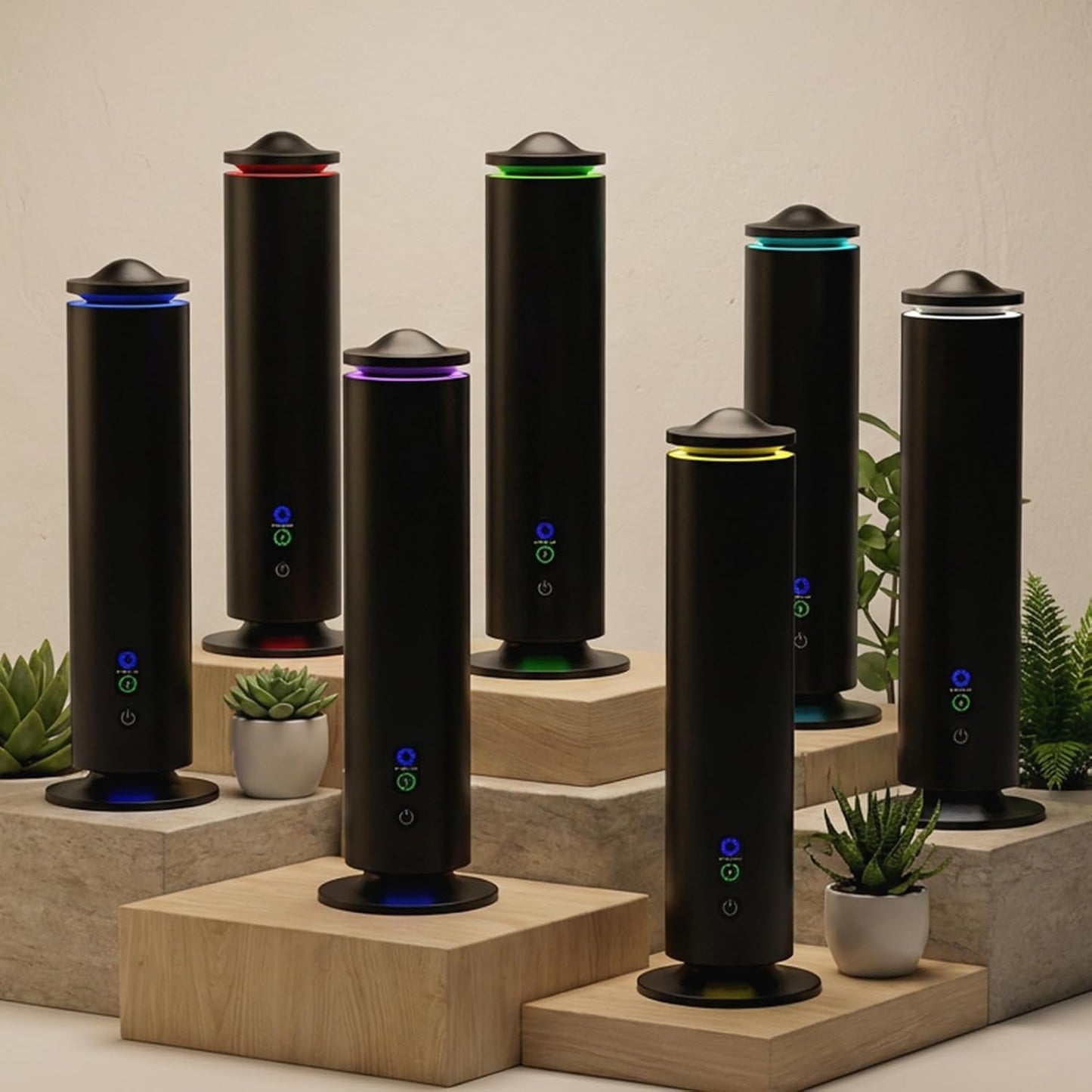 coobest Waterless Diffuser Essential Oil Diffuser with 7 Lights and 5 Oil,4 Scent Intensity Models 3 Timer,Scent Diffuser Starter kit for Home,Offices,Hotels and Spas Aromatherapy Diffuser