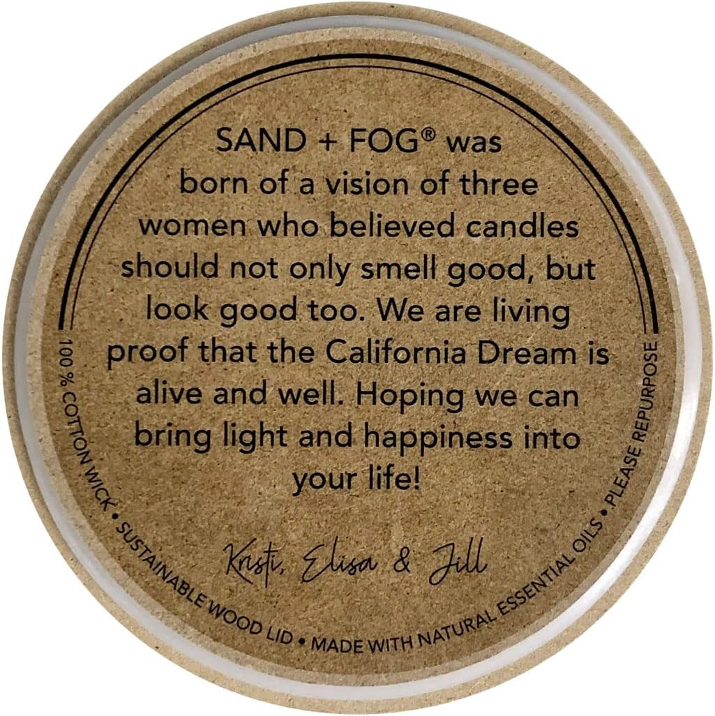 Sand + Fog Scented Candle - California Beach House – Additional Scents and Sizes – 100% Cotton Lead-Free Wick - Luxury Air Freshening Jar Candles - Perfect Home Decor – 12oz