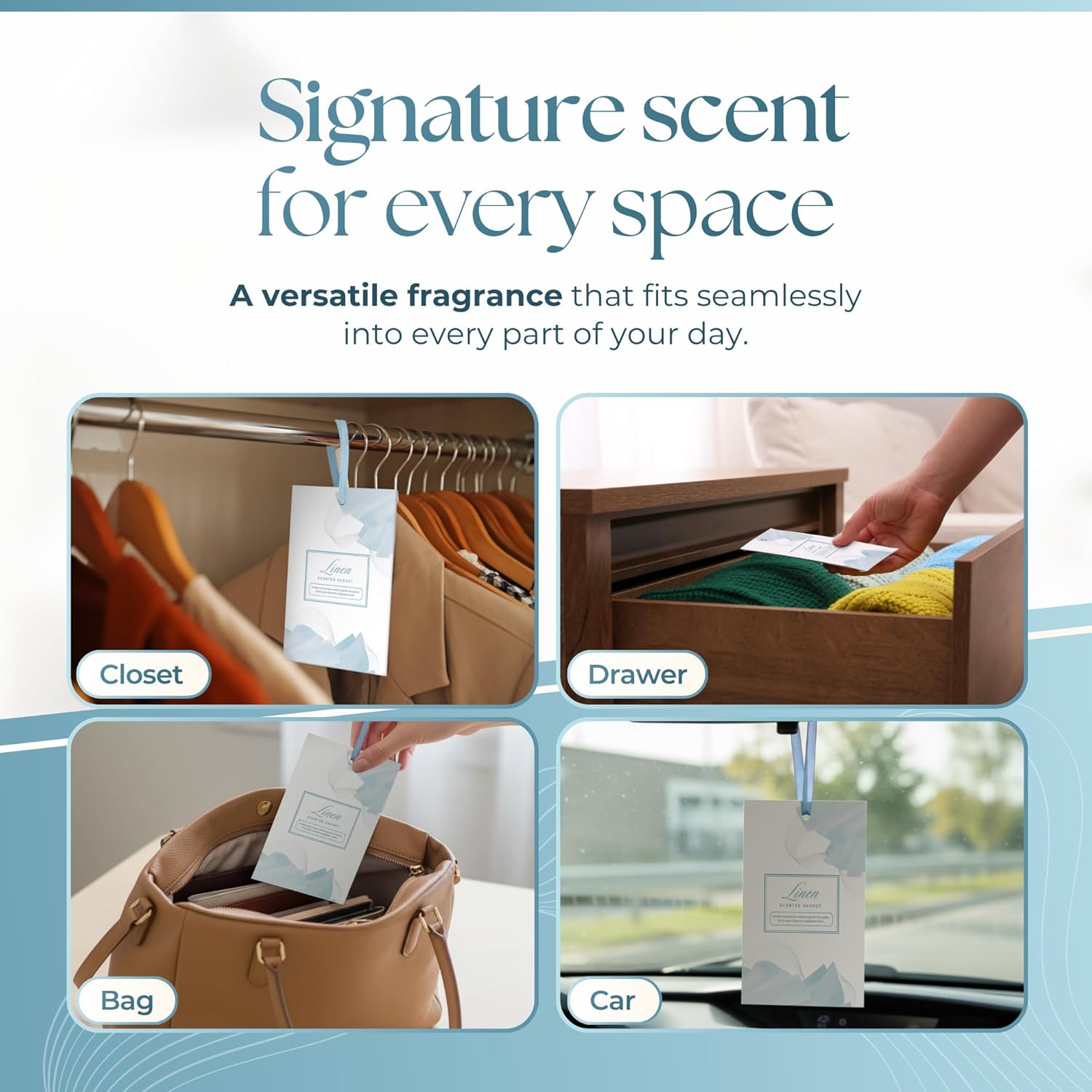 15 Pack Fresh Linen Sachets for Drawers and Closets, Scented Sachets for Drawers, Closet Freshener Sachet for Drawers to Refresh Any Space, Fresh Linen Sachet Bags, Scented Drawer Fresheners