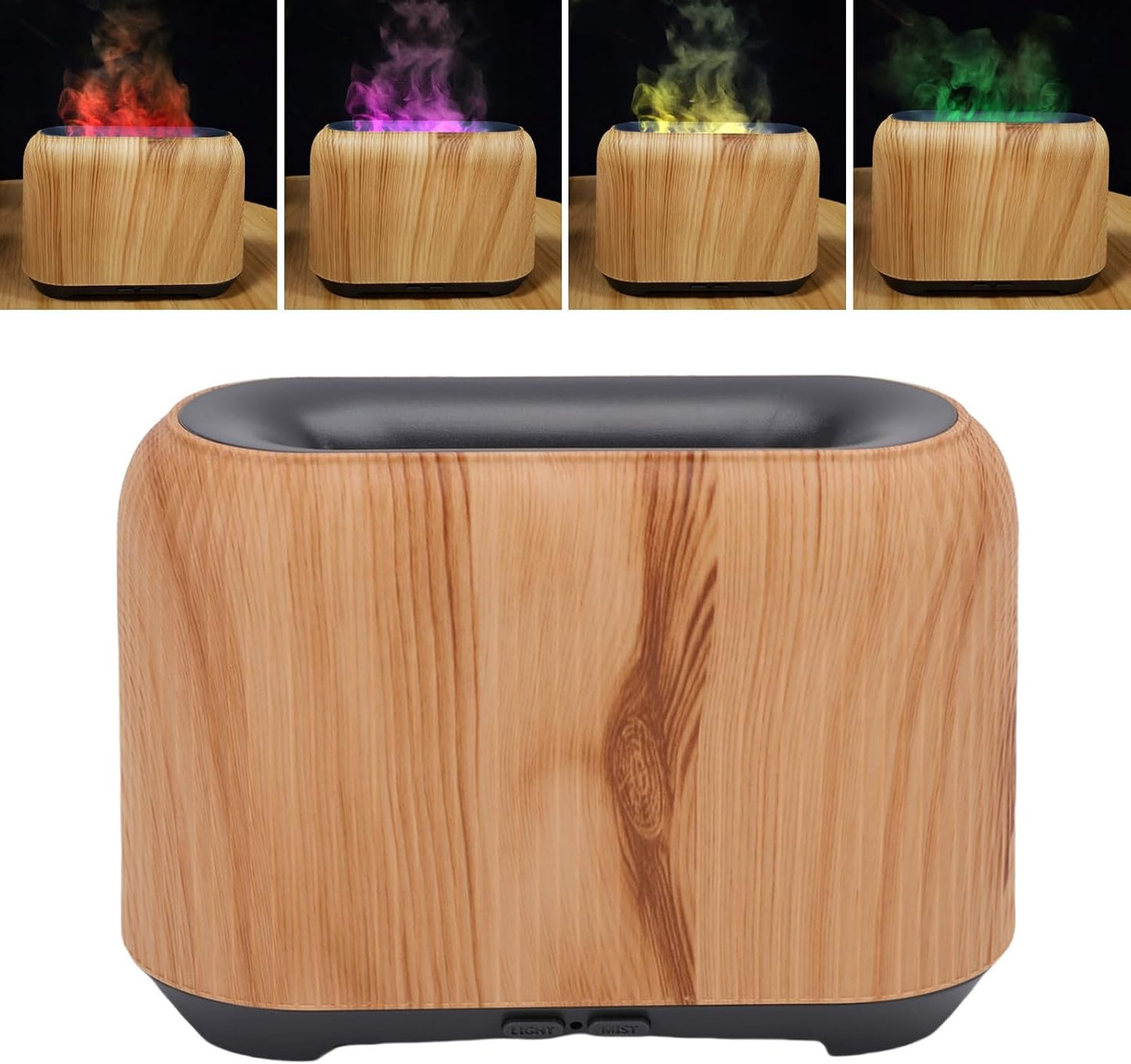 VBESTLIFE 3D Flame Diffuser for Essential Oils, 150ml Ultrasonic Diffusers with Cool Mist, Small Humidifier for Home, Office, Bedroom (Light Wood Grain)