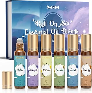 SALKING Essential Oils Roll On Set (6 Pack), Aromatherapy Oil Natural Pre-diluted Blend Oils for Skin Use, Natural Fragrance Gift for Women and Men