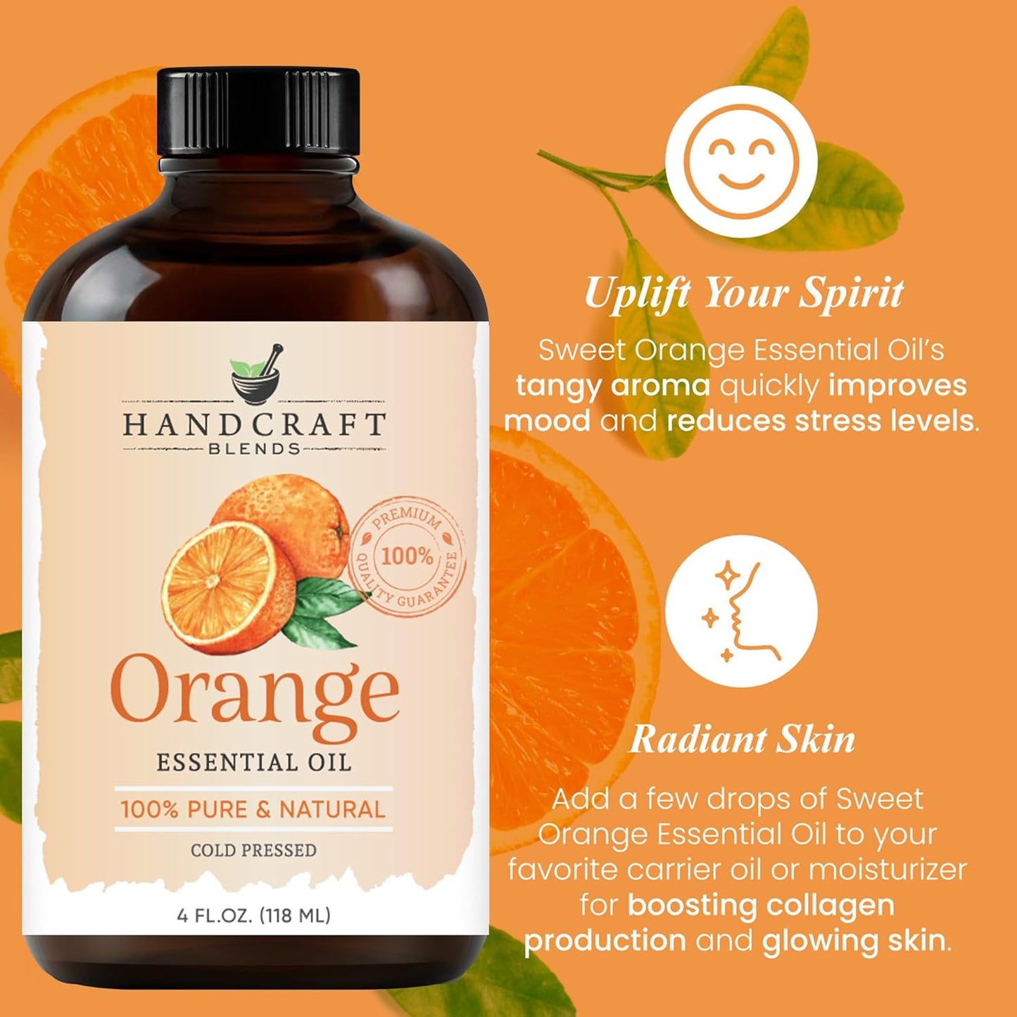 Handcraft Blends Sweet Citrus Mint Set: Peppermint and Orange Essential Oils – (2 x 4 Fl Oz) – 100% Pure & Natural – for Diffuser, Aromatherapy, and DIY Projects